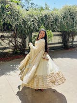 Chinnon silk gown pant with dupatta sets