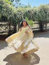 Chinnon silk gown pant with dupatta sets