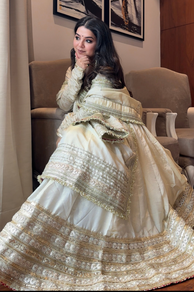 Chinnon silk gown pant with dupatta sets