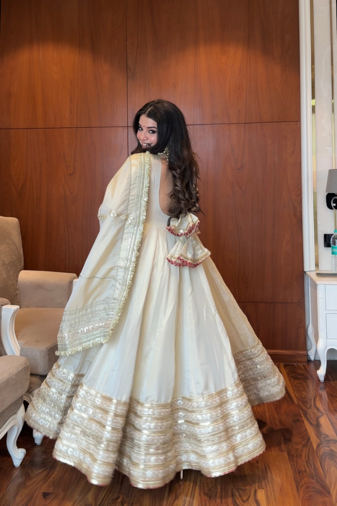 Chinnon silk gown pant with dupatta sets