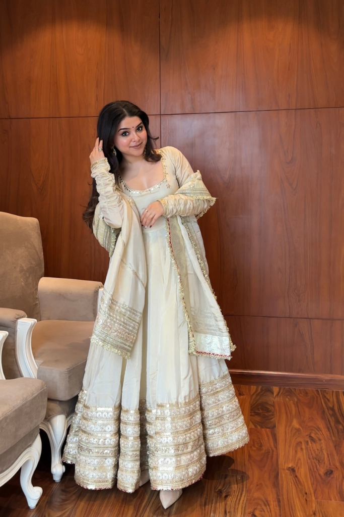 Chinnon silk gown pant with dupatta sets