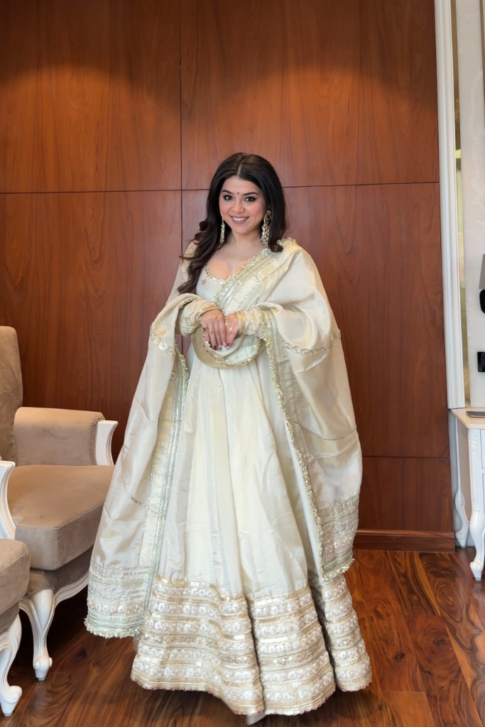Chinnon silk gown pant with dupatta sets