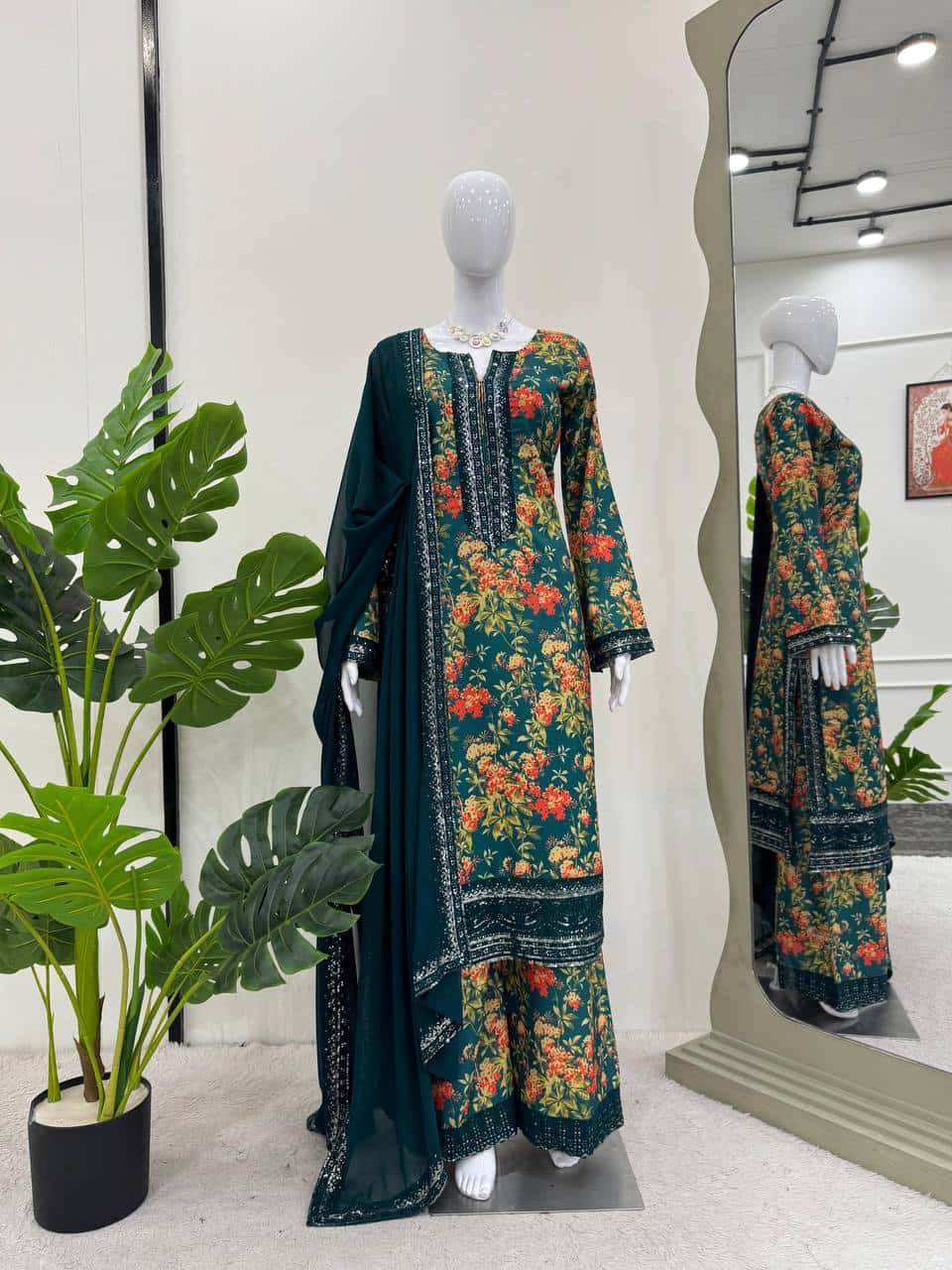 French silk digital print kurta sets