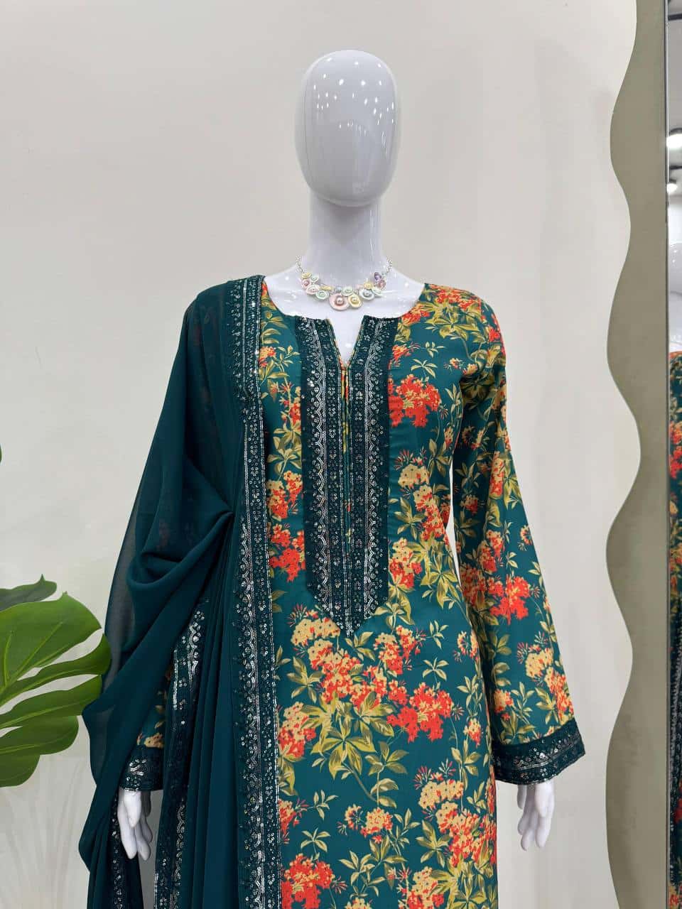 French silk digital print kurta sets