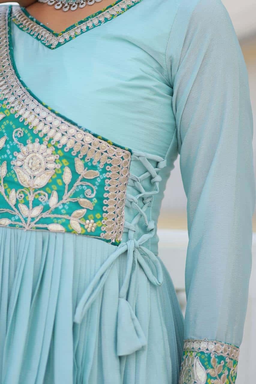 New Festival Bandhej Long Gown with purse