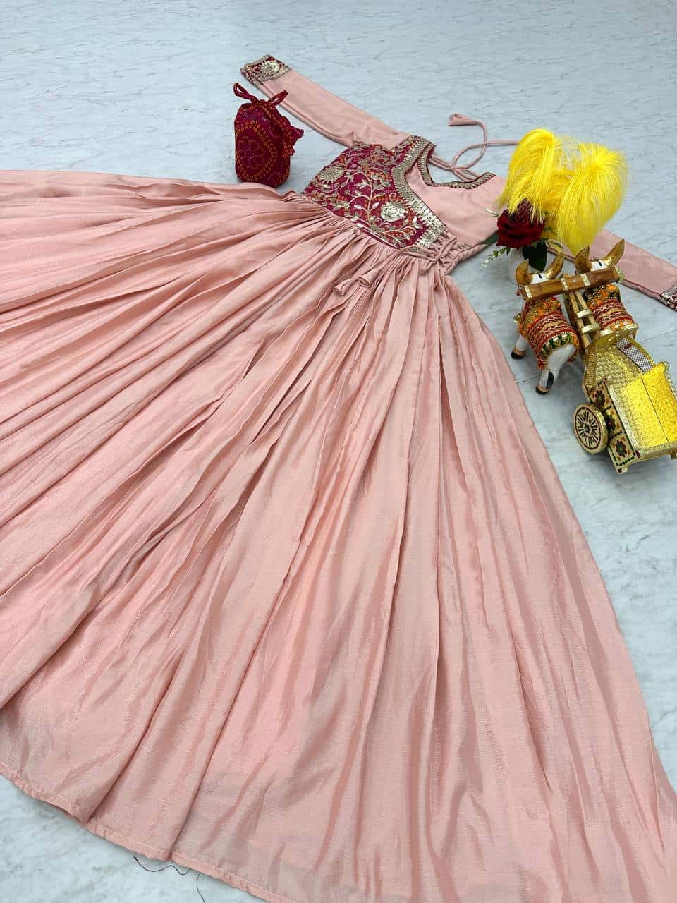 New Festival Bandhej Long Gown with purse