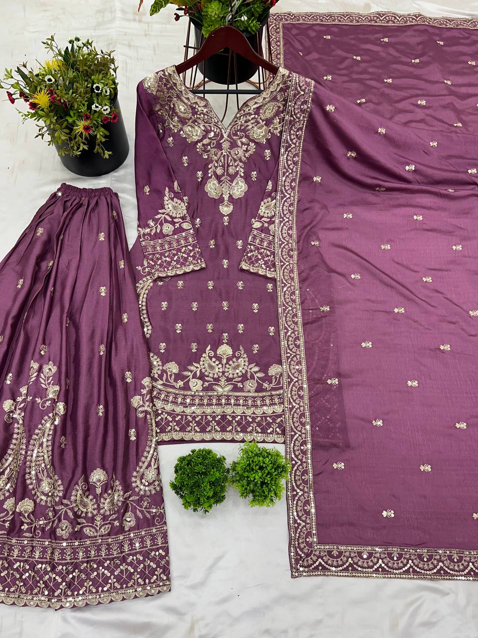 Beautiful designer Silk kurta sharara with dupatta sets