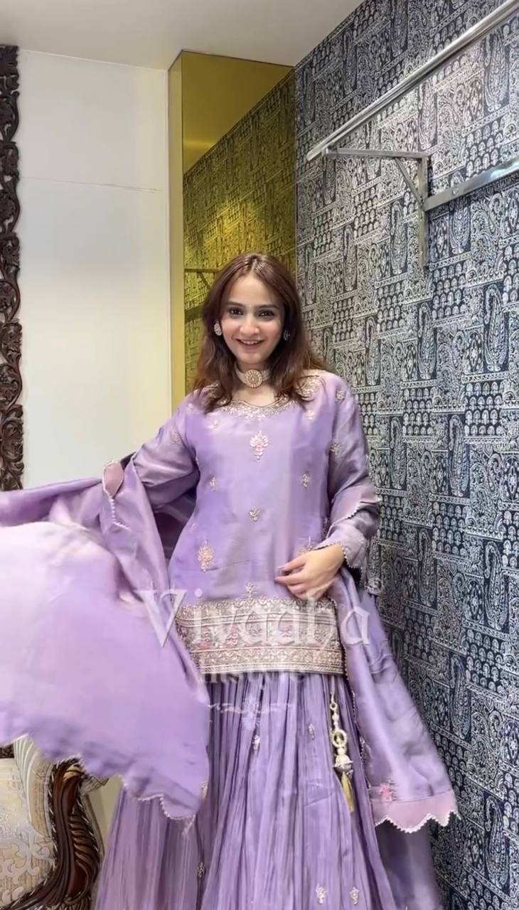 Designer Jimmy Choo Silk Embroidered Lehenga Set with Dupatta