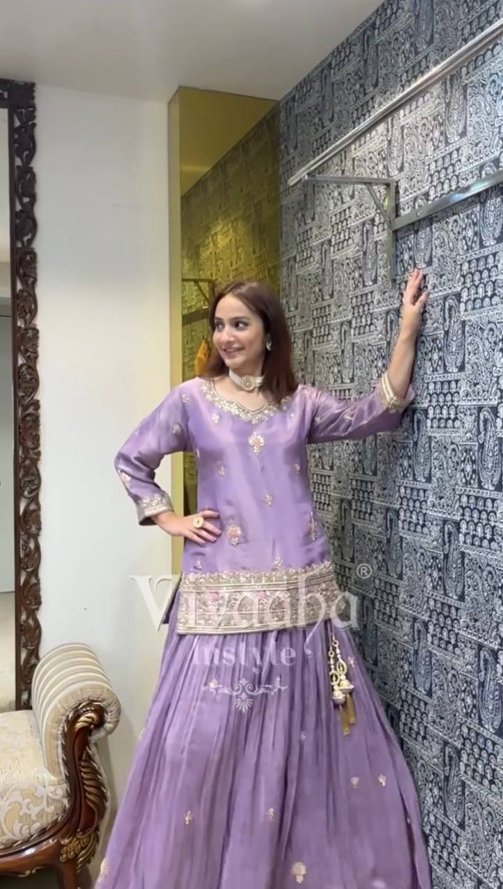 Designer Jimmy Choo Silk Embroidered Lehenga Set with Dupatta