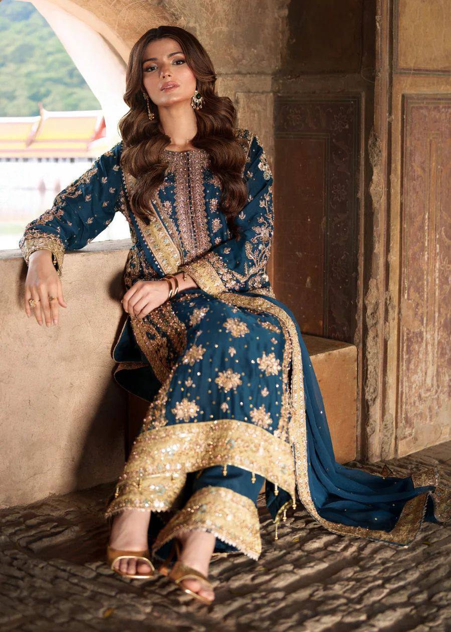 Wedding wear Heavy Georgette Embroidered Top Bottom Set with Dupatta