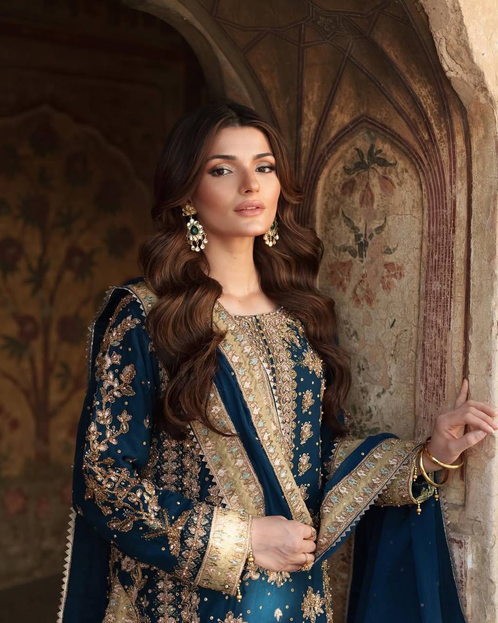 Wedding wear Heavy Georgette Embroidered Top Bottom Set with Dupatta