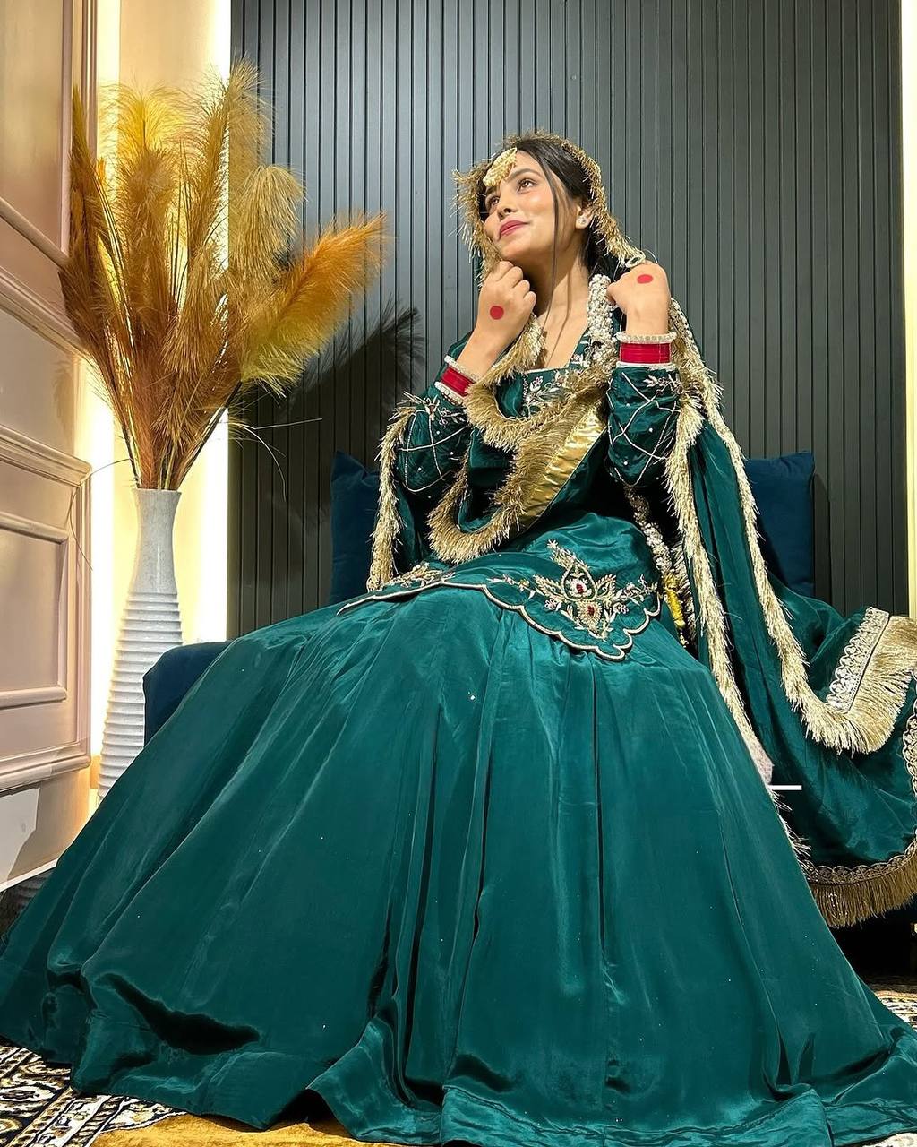Ready to wear designer Pakistani bride wear Crepe Silk lehenga choli with dupatta set