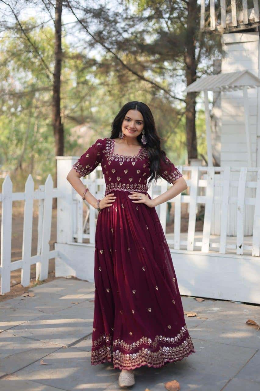 Heavy handwork Sequins work gown for women