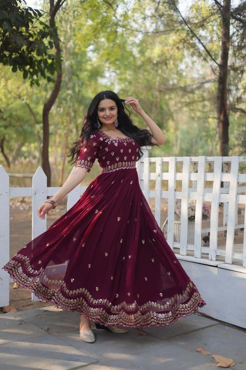 Heavy handwork Sequins work gown for women