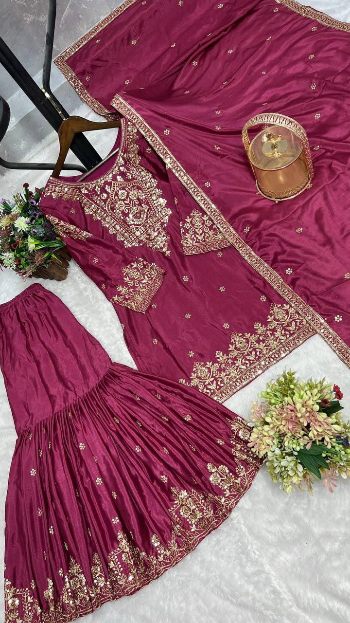 Indian wedding wear silk kurta set for women