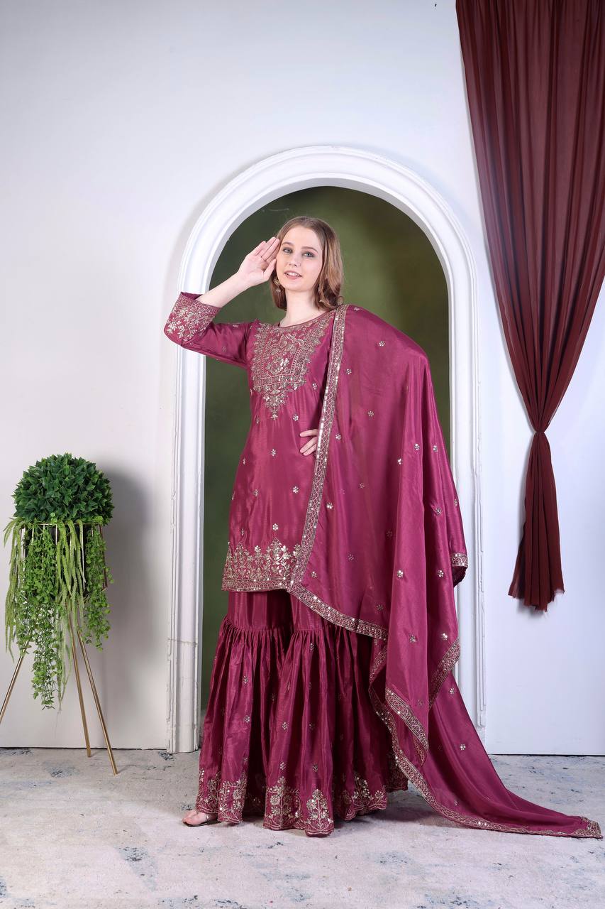 Indian wedding wear silk kurta set for women