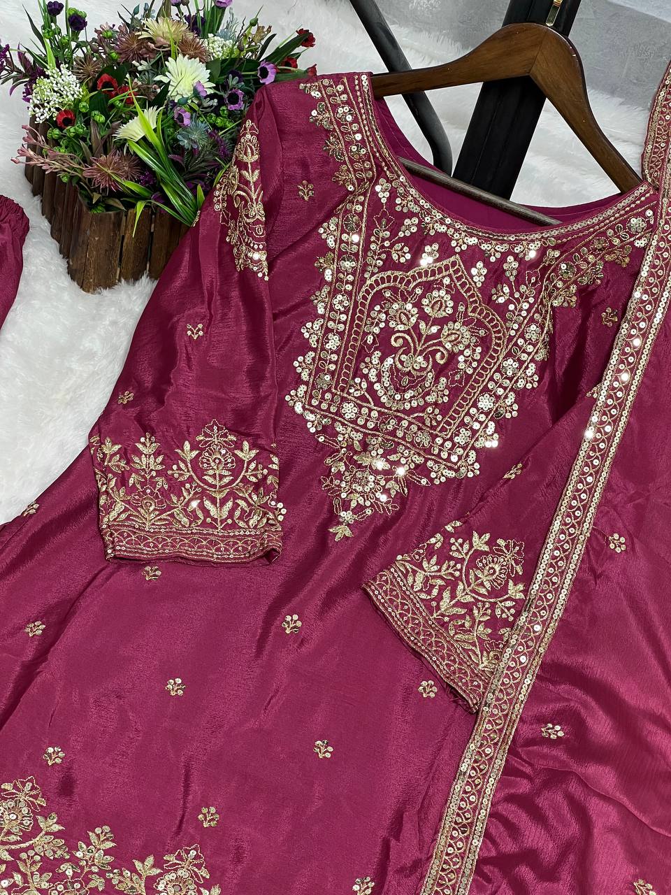 Indian wedding wear silk kurta set for women
