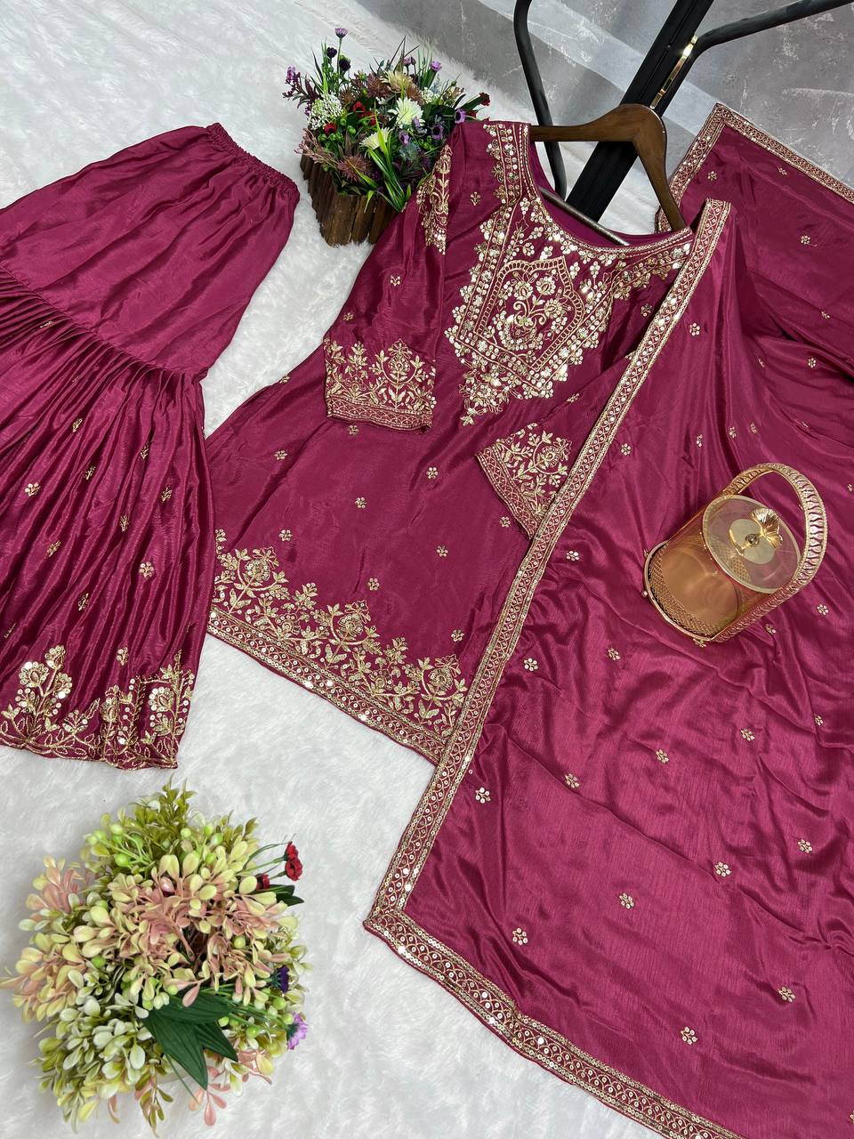 Indian wedding wear silk kurta set for women