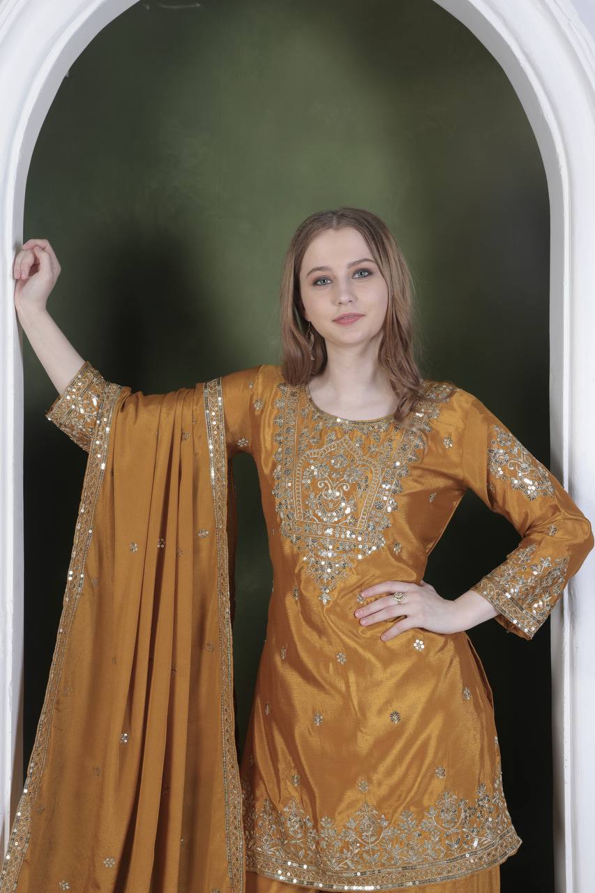Indian wedding wear silk kurta set for women