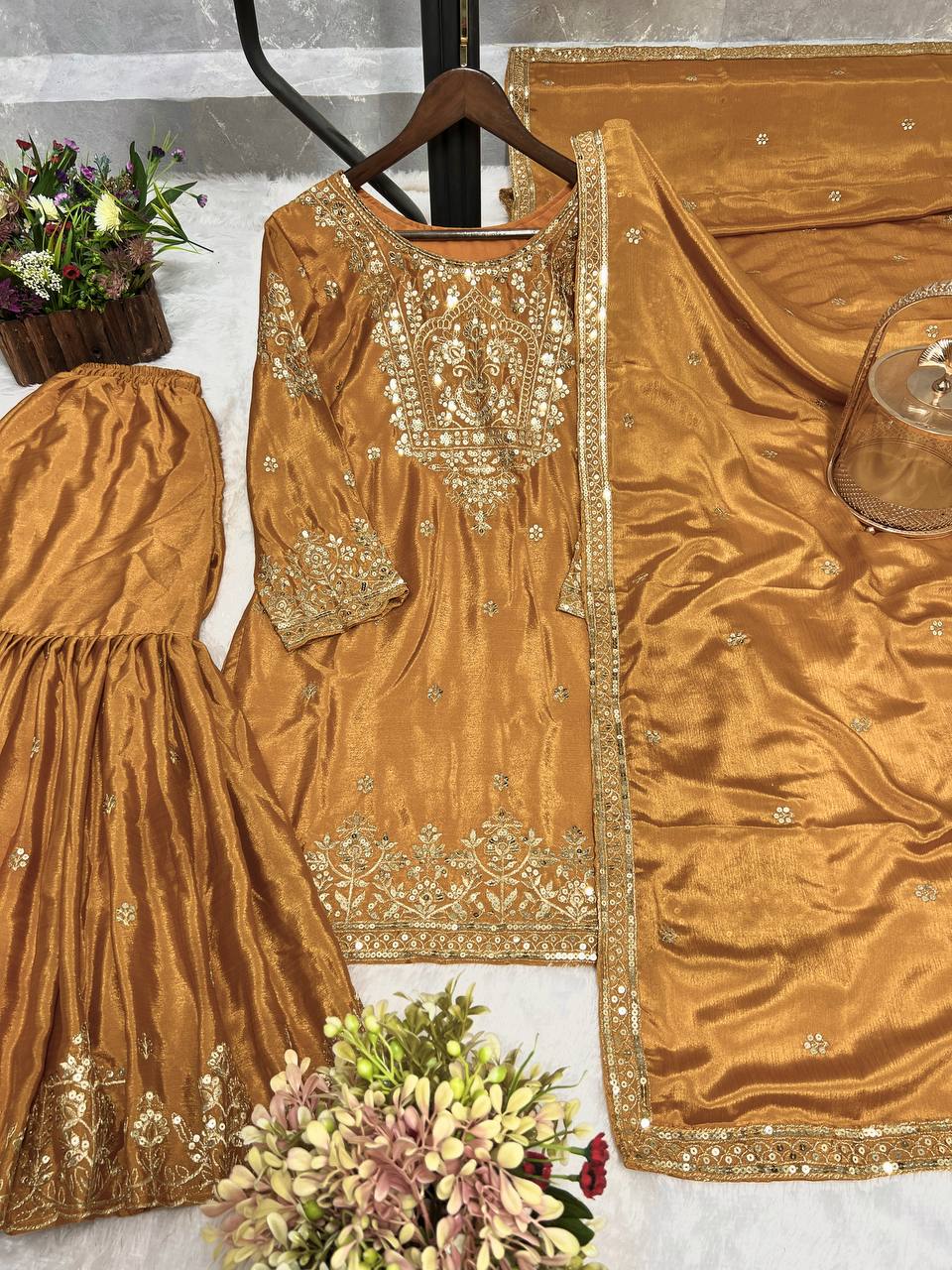 Indian wedding wear silk kurta set for women