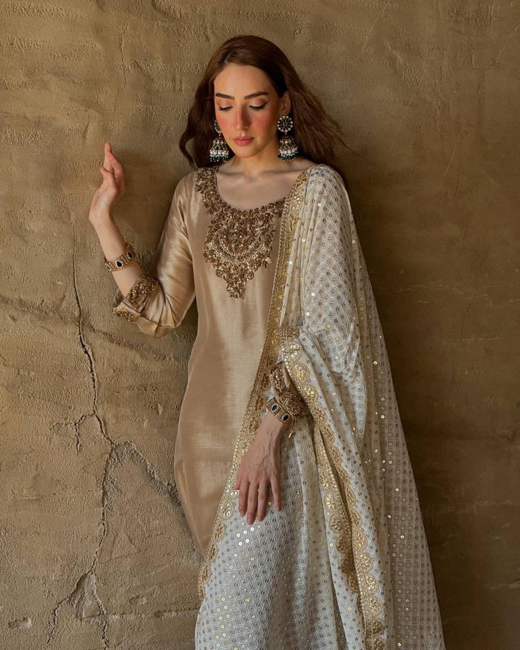 Designer Roman Silk Farshi Salwar Set