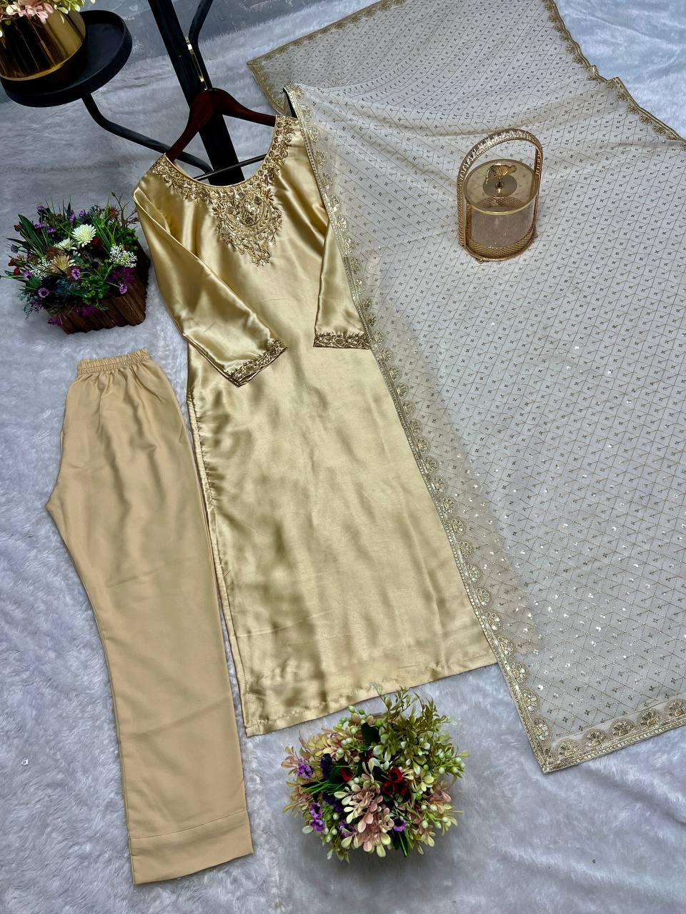 Designer Roman Silk Farshi Salwar Set