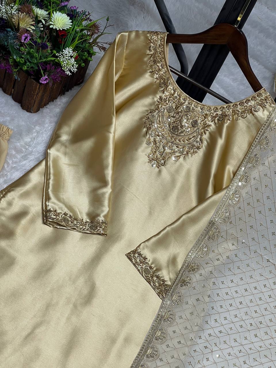 Designer Roman Silk Farshi Salwar Set