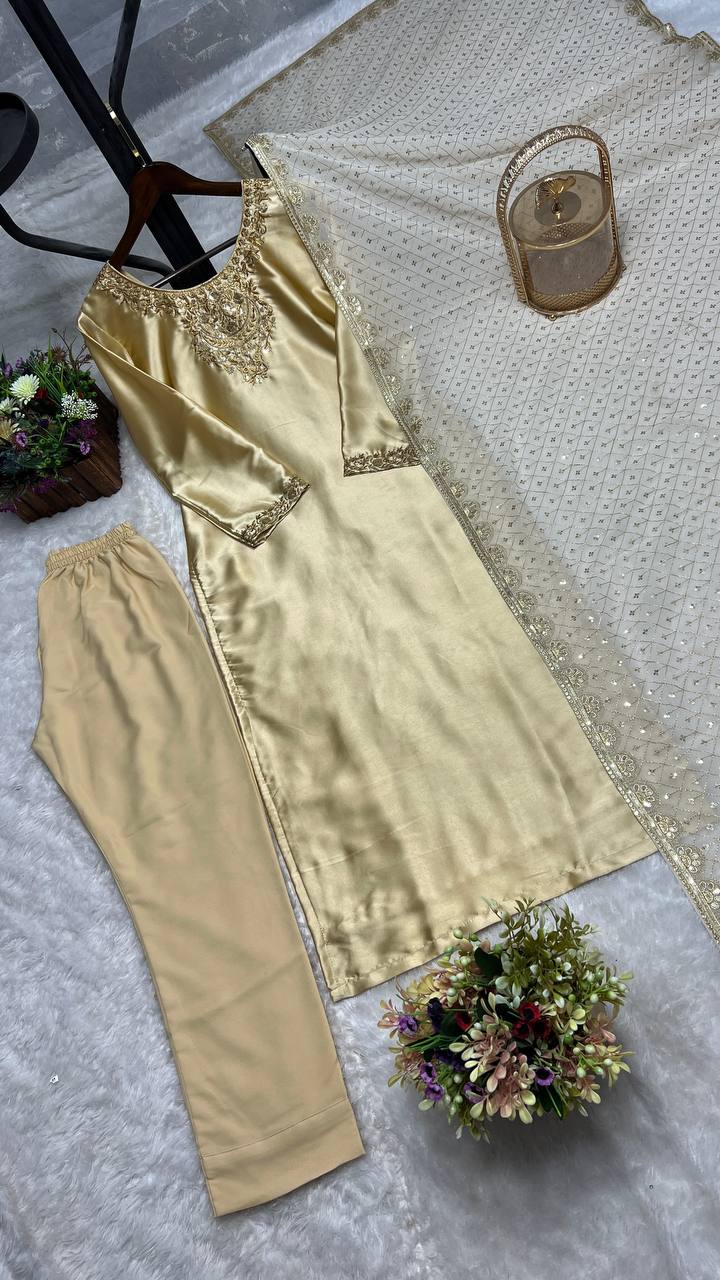 Designer Roman Silk Farshi Salwar Set
