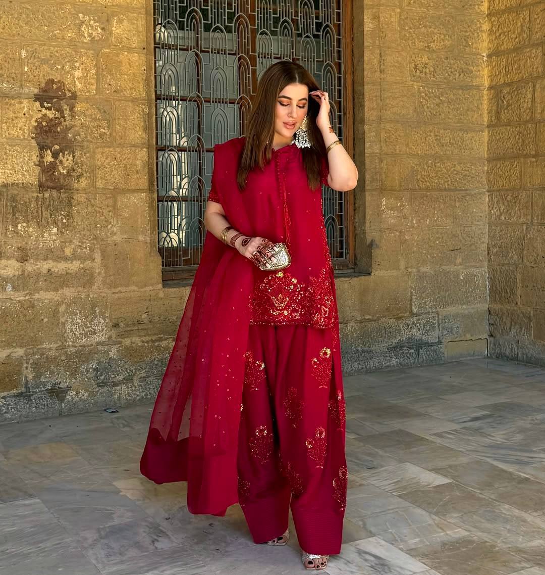 Designer Collection – Natural Crepe Silk Top, Farshi Pant & Dupatta Set