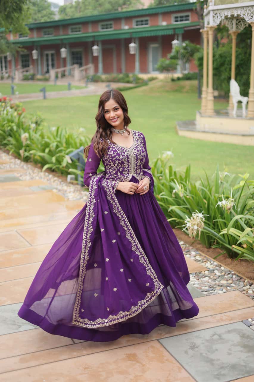 Faux Blooming Gown with Dupatta