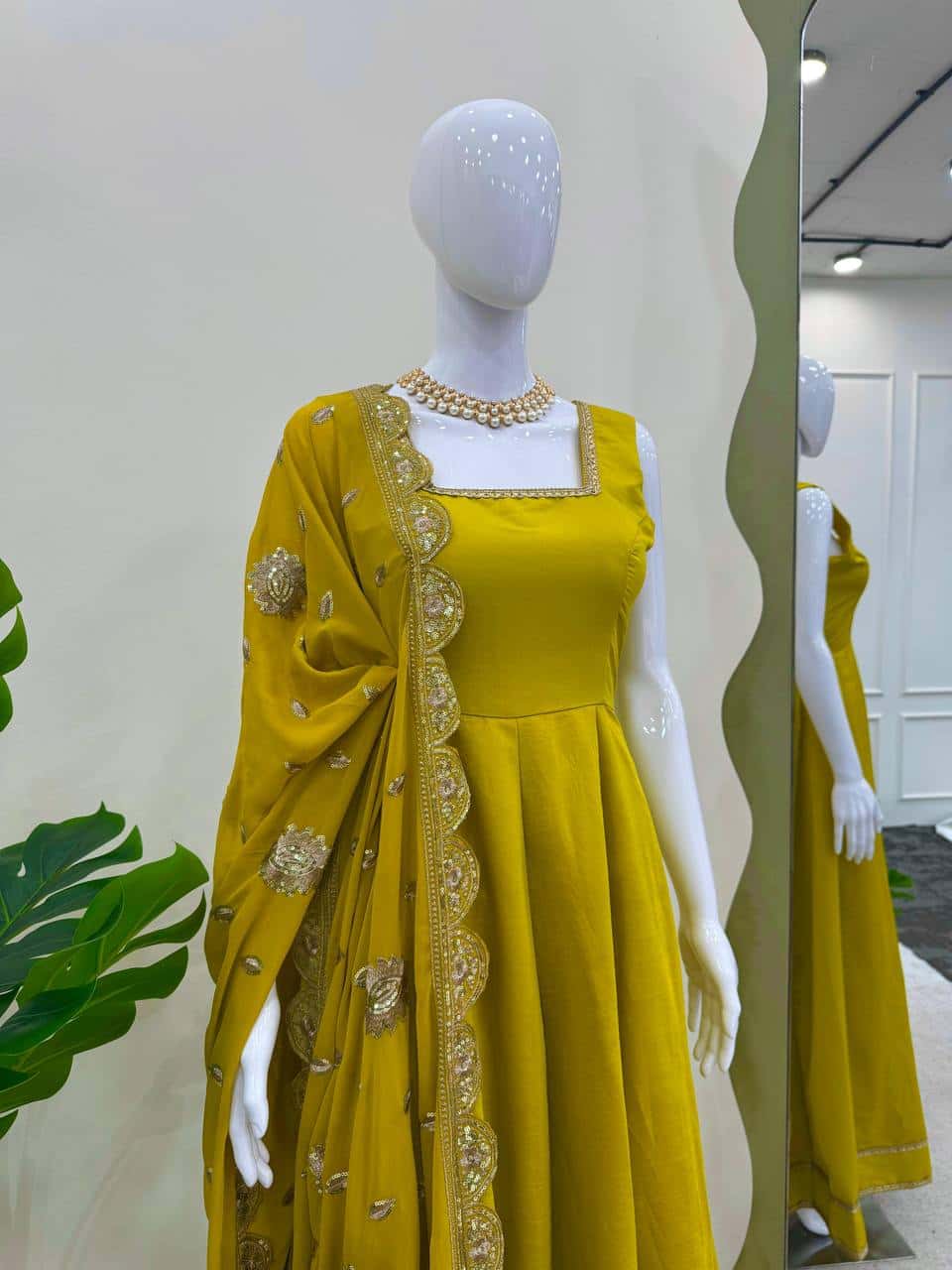 Heavy Roman Silk Gown with Dupatta