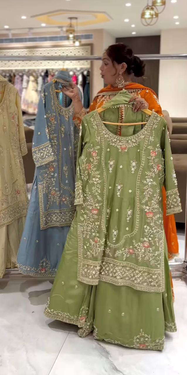 Wedding wear kurta sharara with dupatta sets