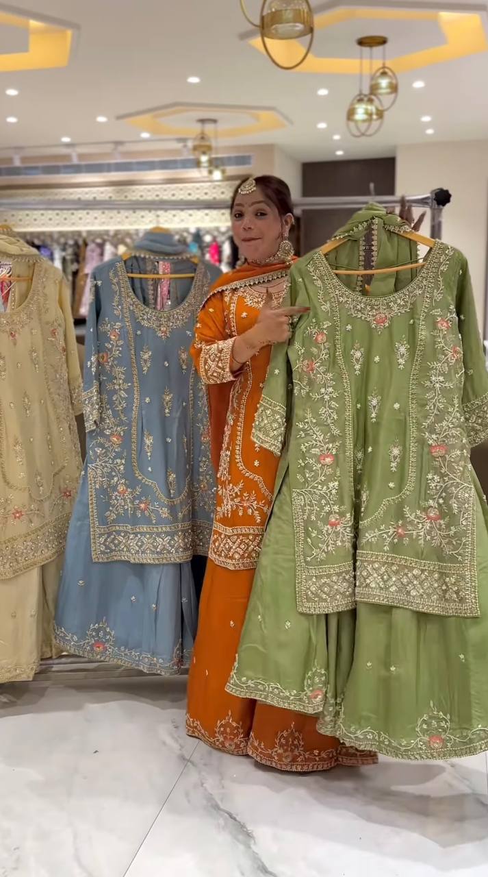 Wedding wear kurta sharara with dupatta sets