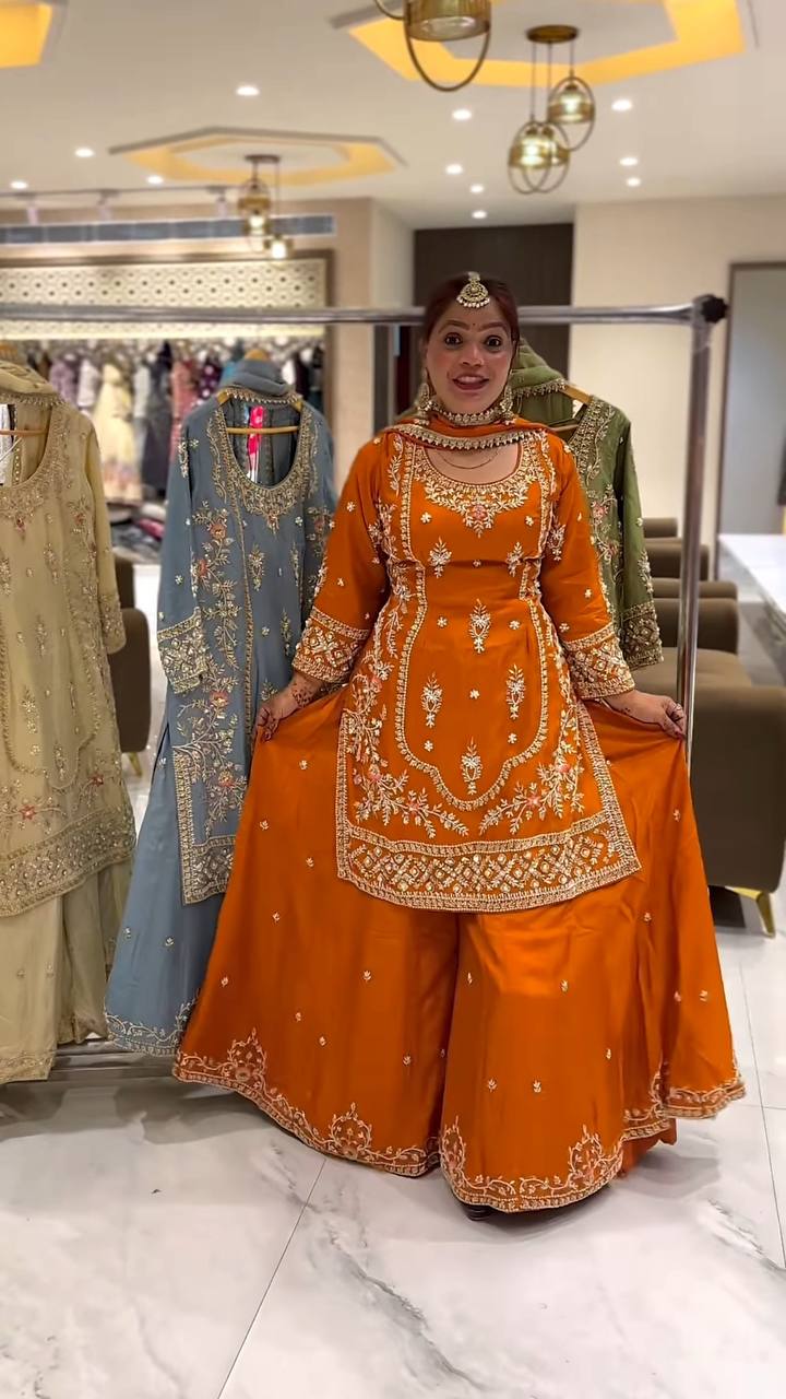 Wedding wear kurta sharara with dupatta sets