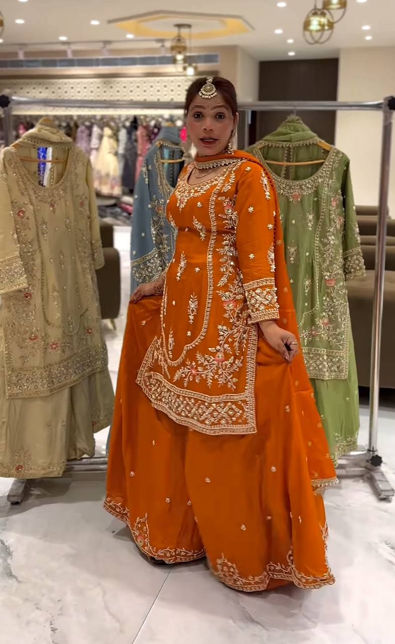 Wedding wear kurta sharara with dupatta sets