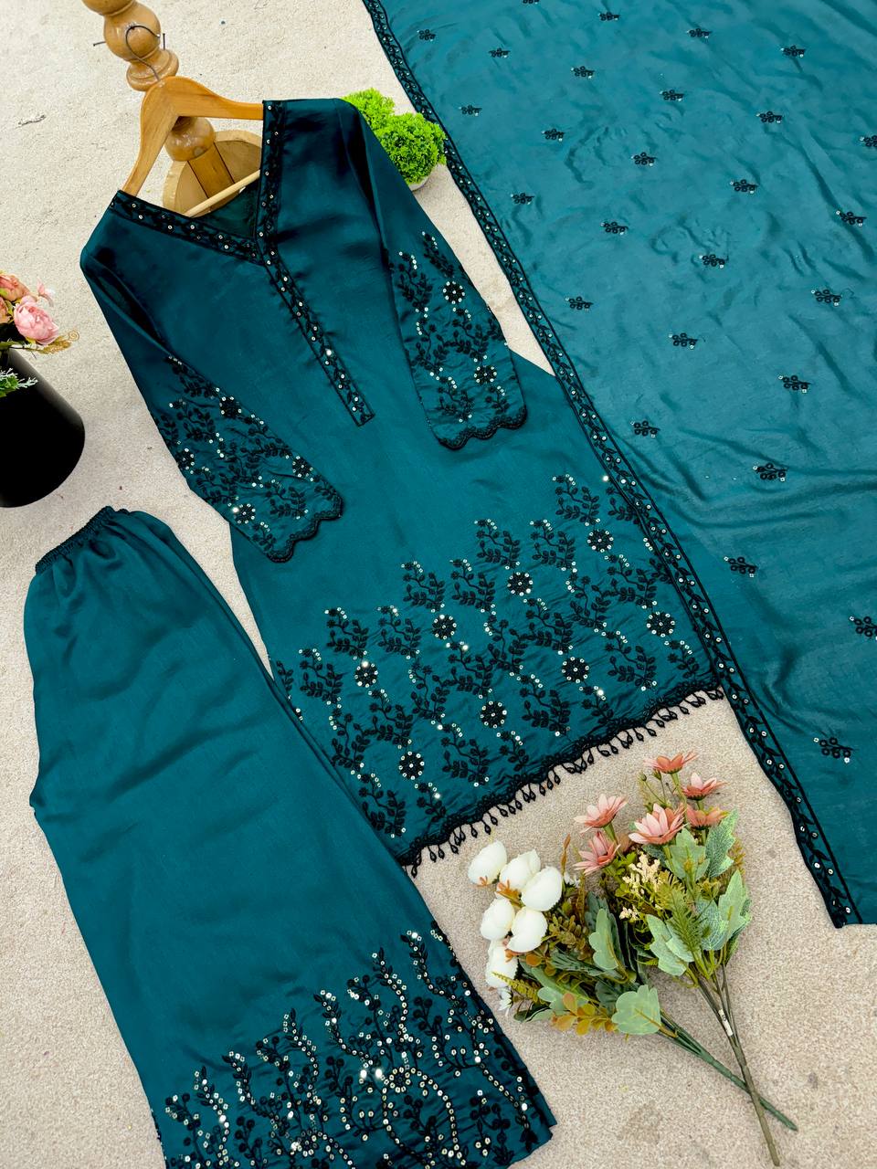 Designer silk suit set for women