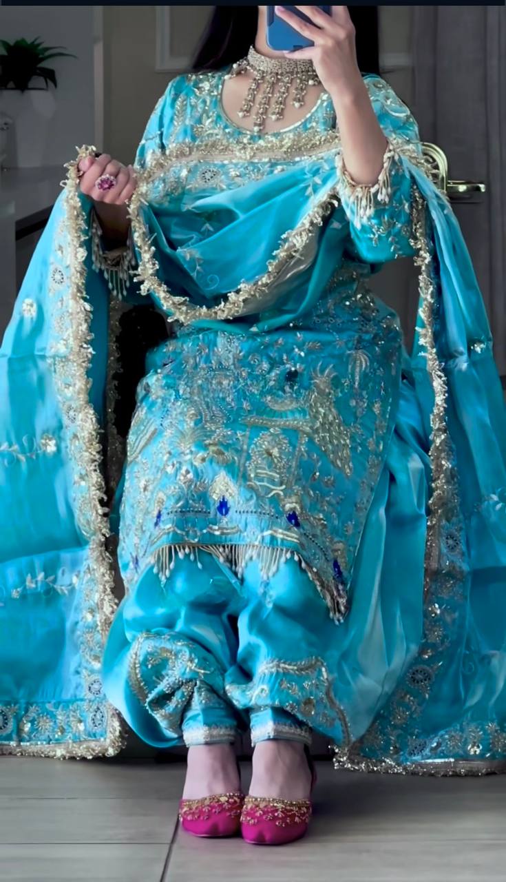 Natural crepe kurta dhoti with dupatta sets