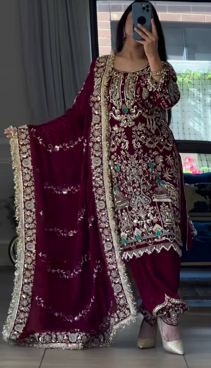 Natural crepe kurta dhoti with dupatta sets