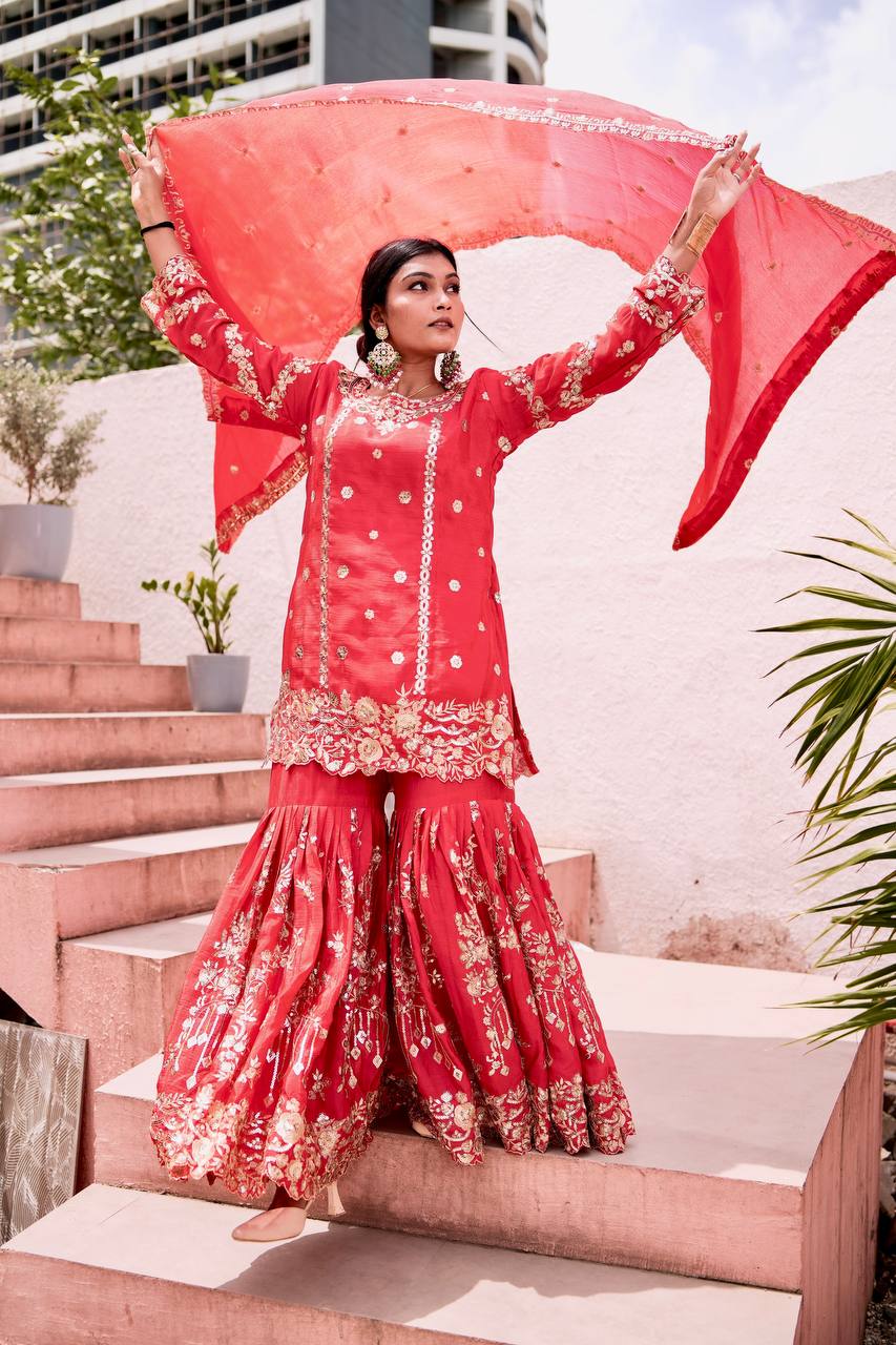 Festival wear red suit set for women