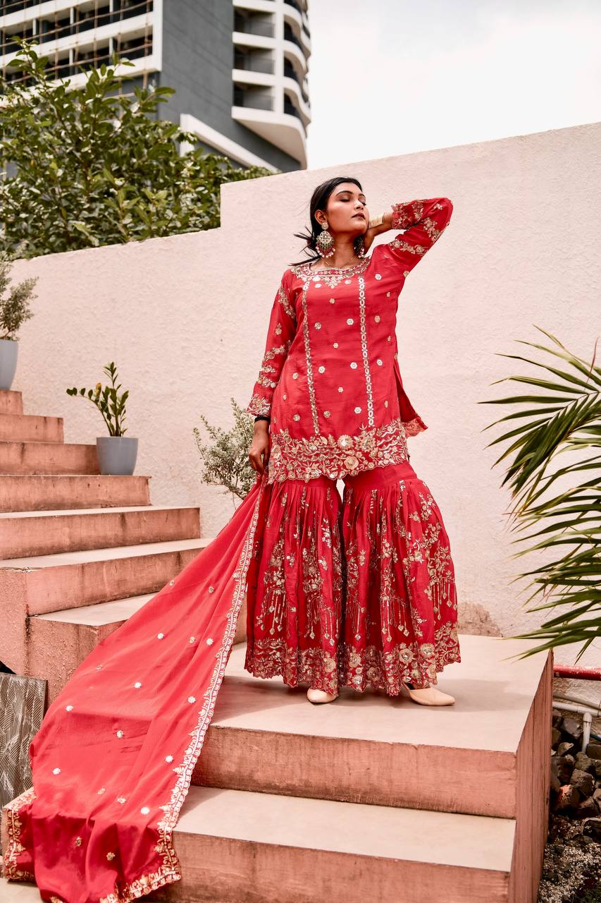 Festival wear red suit set for women