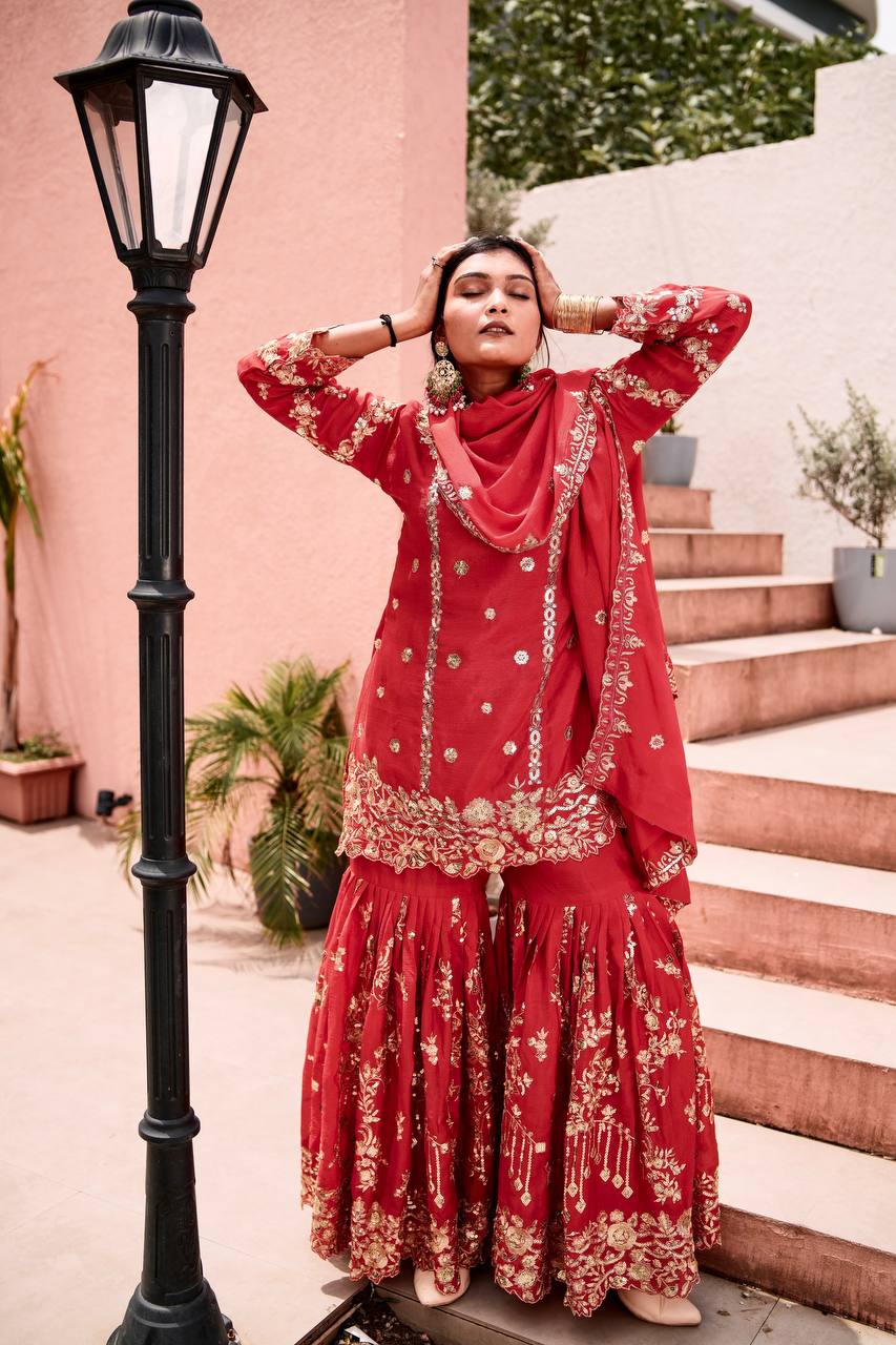 Festival wear red suit set for women