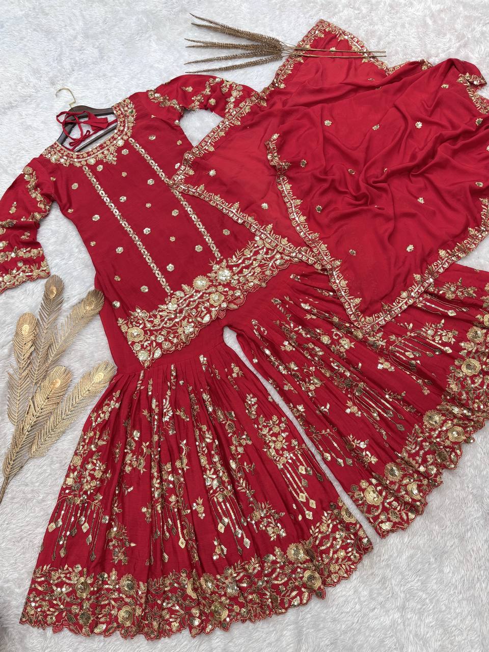 Festival wear red suit set for women