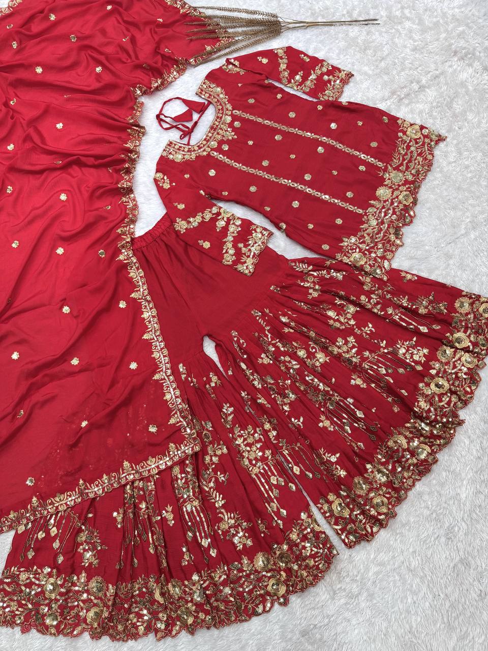 Festival wear red suit set for women