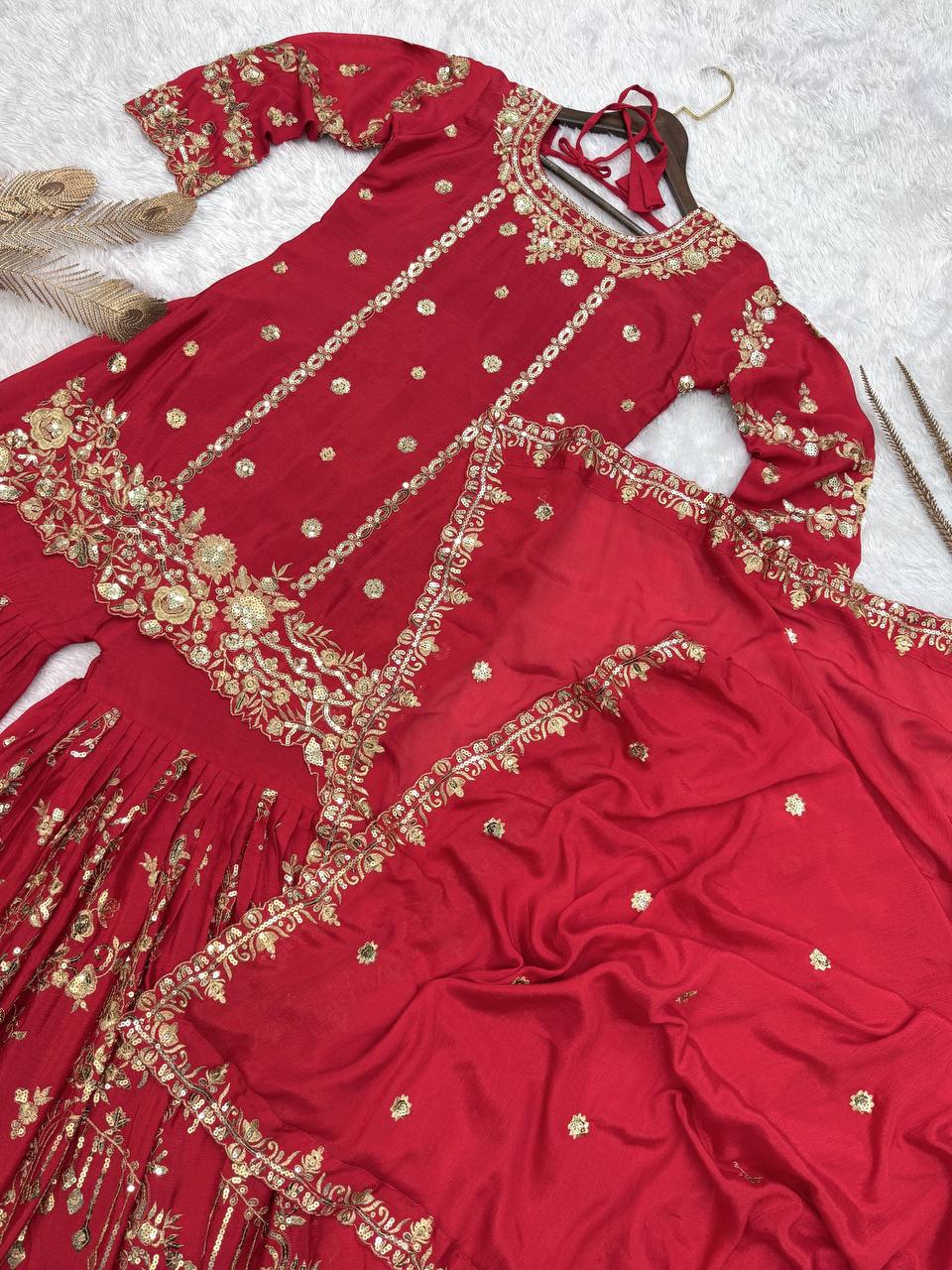 Festival wear red suit set for women