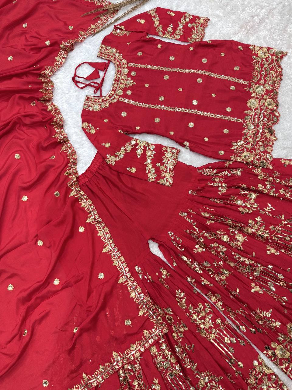 Festival wear red suit set for women