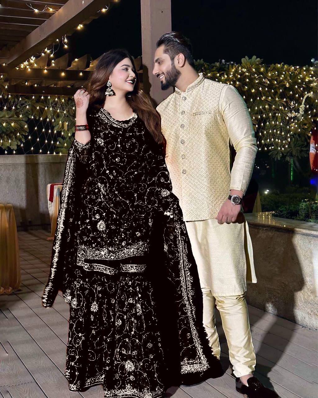 Festival wear Georgette Embroidered Top & Sharara Set with Dupatta