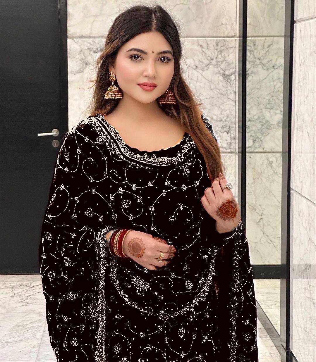 Festival wear Georgette Embroidered Top & Sharara Set with Dupatta