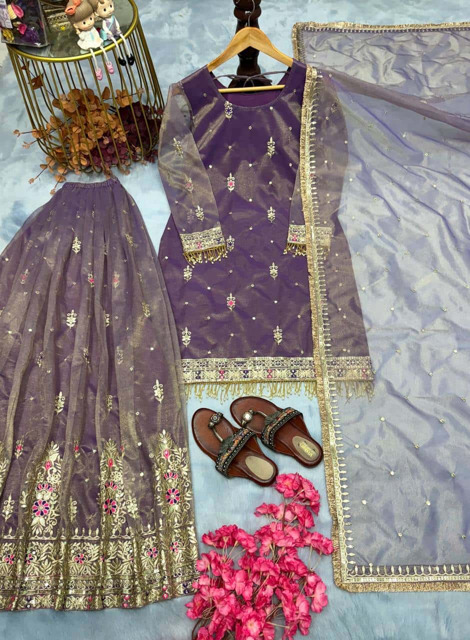 Pure Twill Gold Net with heavy sequin embroidery salwar kameez set