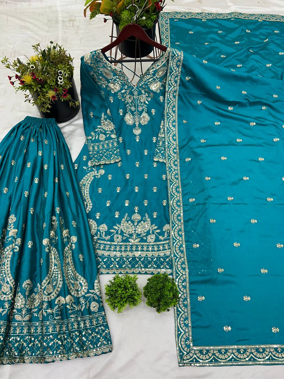 Beautiful designer Silk kurta sharara with dupatta sets