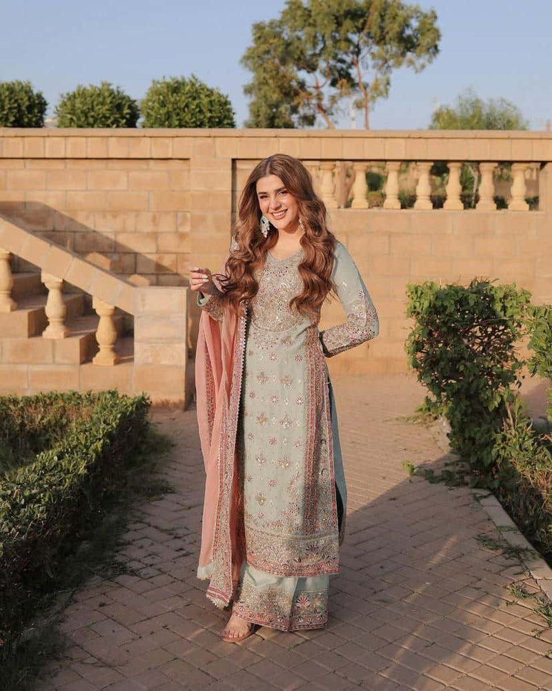 Designer Georgette Suit Set with Sequins Embroidery & Moti Work
